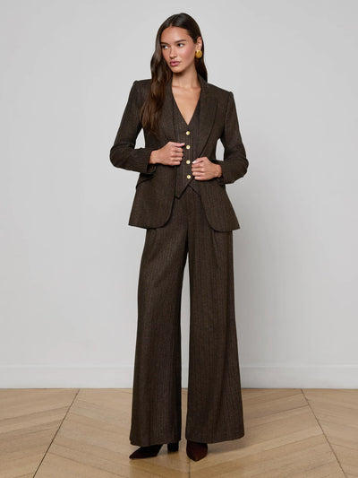 Chamberlain Pinstripe Blazer in Brown/Bronze
