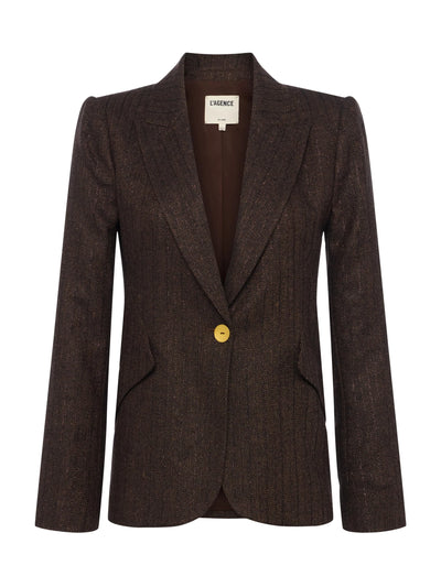 Chamberlain Pinstripe Blazer in Brown/Bronze