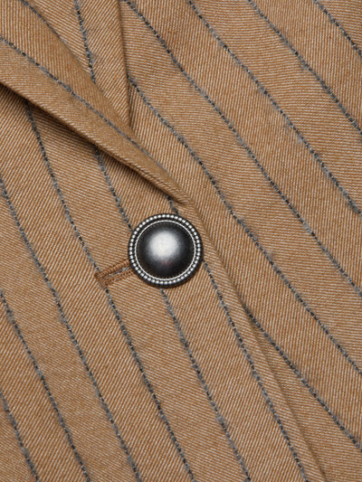 Chamberlain Pinstripe Blazer in Tan/Charcoal Stripe