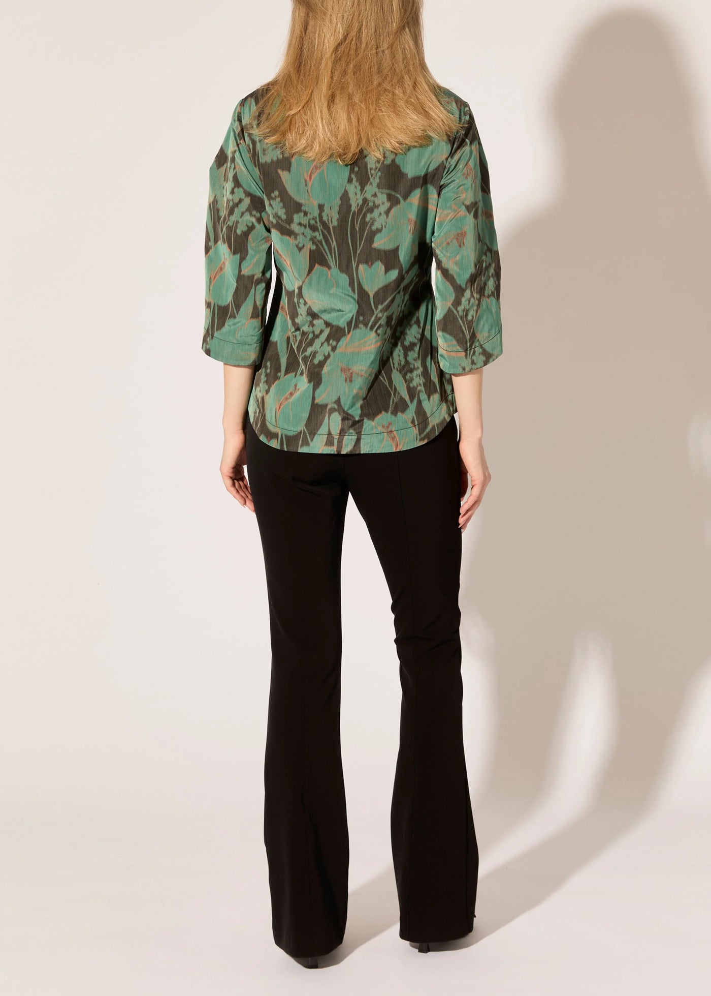 Dutch Floral Print Blouse in Patina/Black