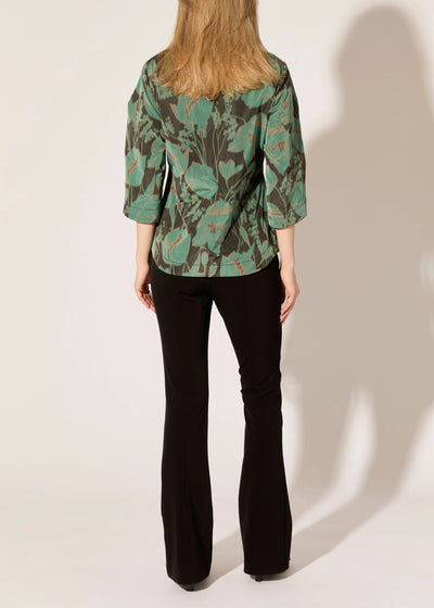 Dutch Floral Print Blouse in Patina/Black