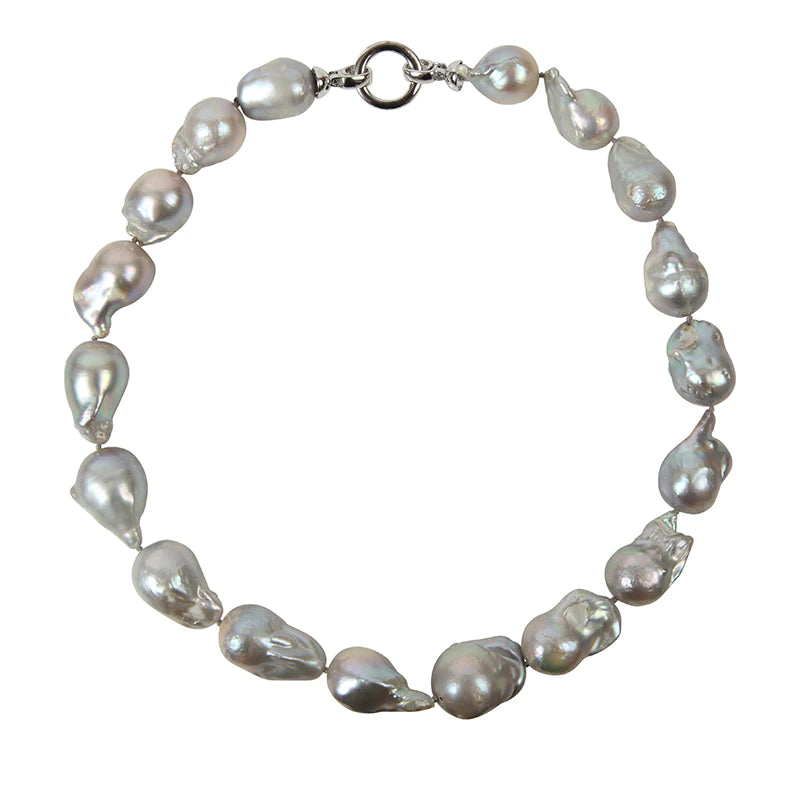 Gray Wild Pearl Single Strand Necklace