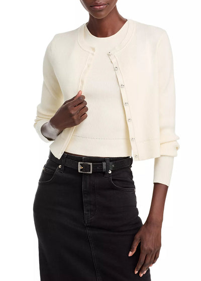 Zoe Classic Cropped Cardigan in Ivory