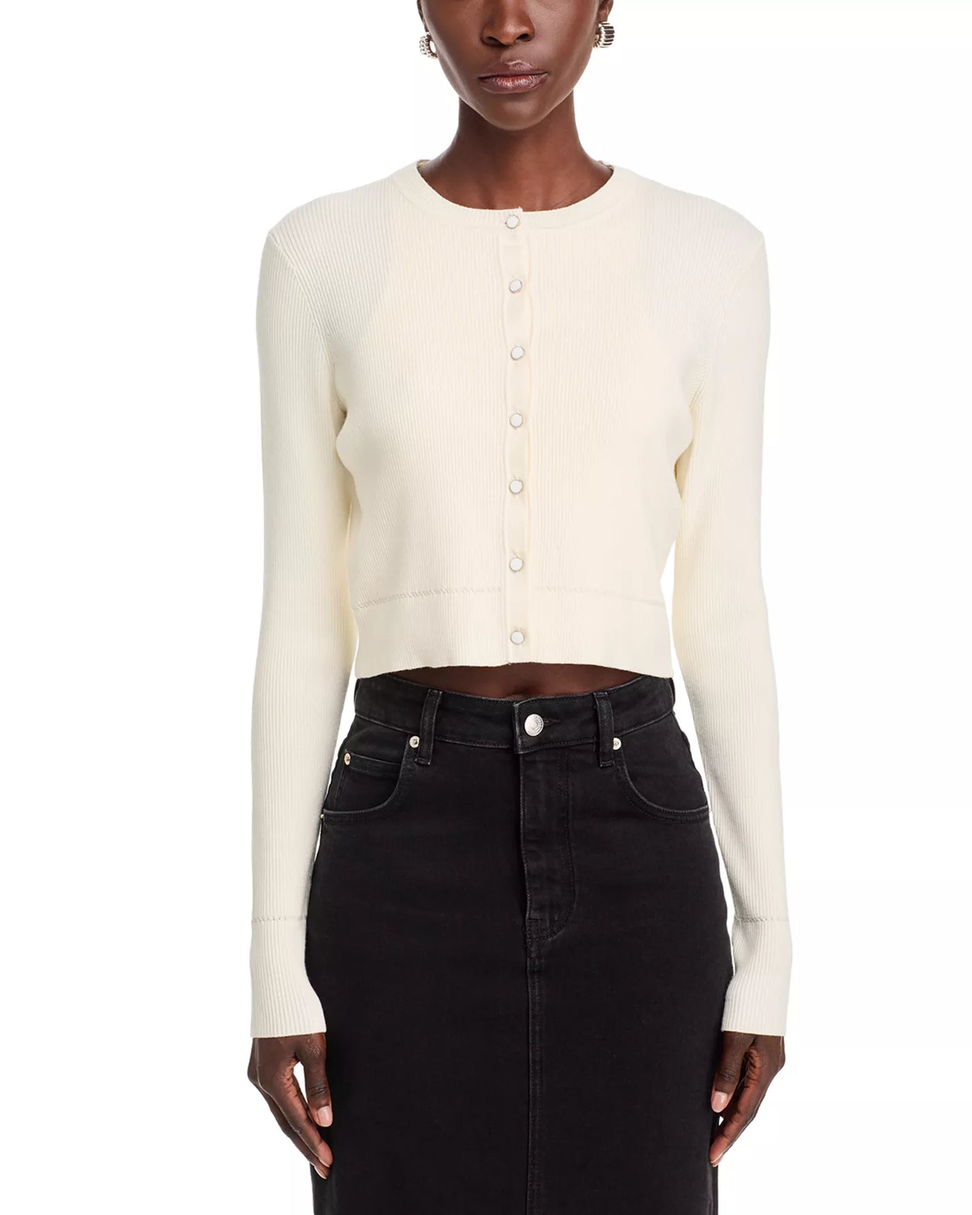 Zoe Classic Cropped Cardigan in Ivory