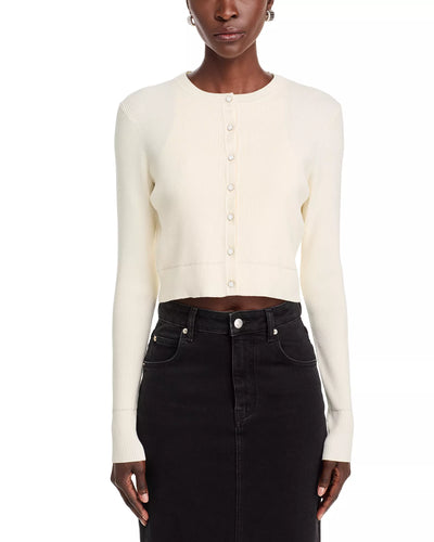 Zoe Classic Cropped Cardigan in Ivory