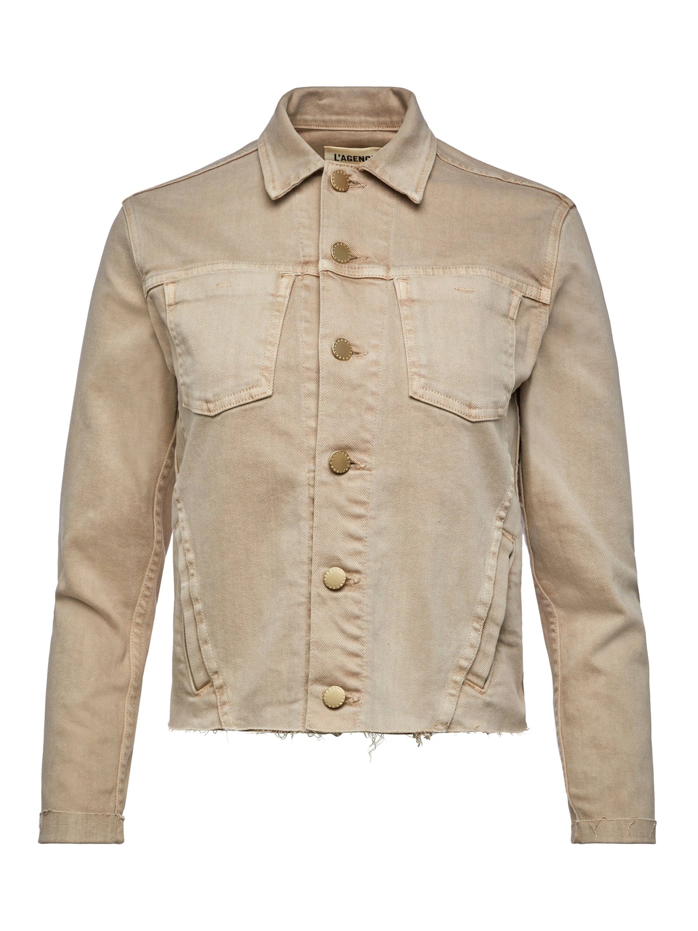 Janelle Slim Raw Denim Jacket in Biscuit