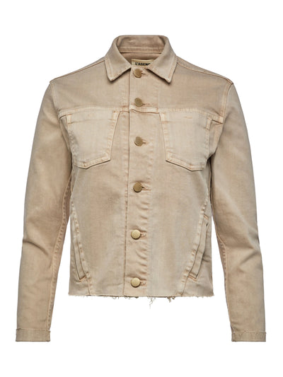 Janelle Slim Raw Denim Jacket in Biscuit