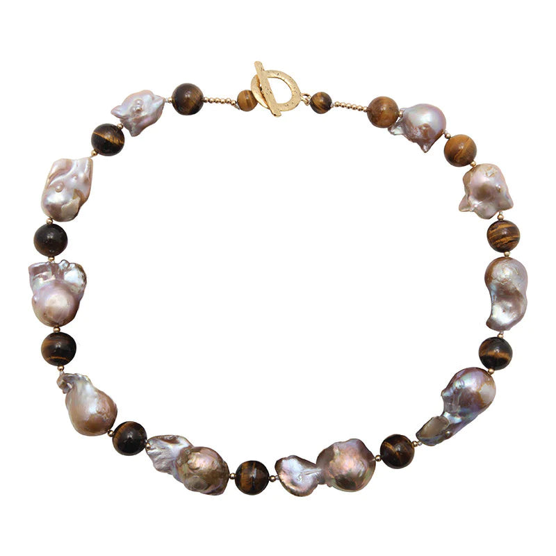Wild Pearl & Tiger's Eye Necklace - Multi
