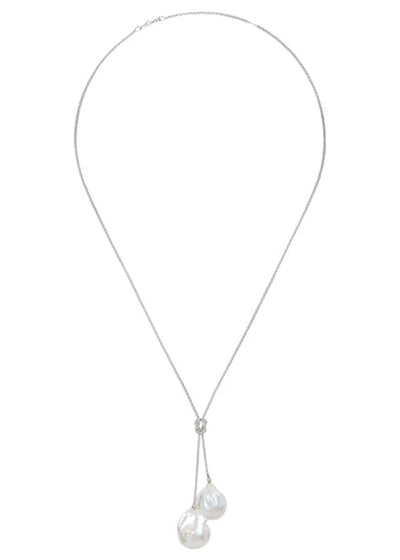 Sterling Chain w/ 2 White Wild Pearls