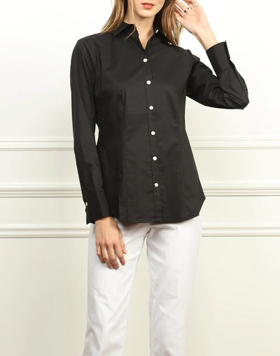 Diane Classic Long Sleeve Fit Top - Black