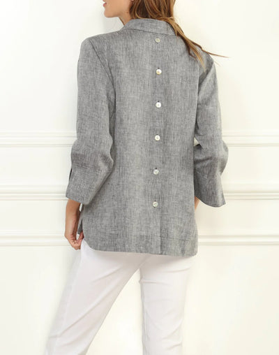 3/4 Sleeve Aileen Luxe Linen Top - Grey