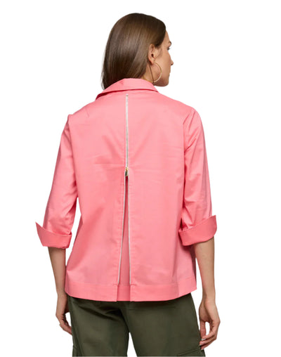 Xena 3/4 Sleeve Zip Back Shirt in Hot Pink