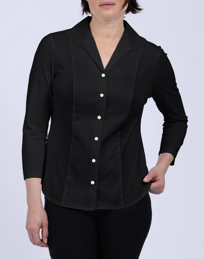 3/4 Sleeve Donna Shirt in Black