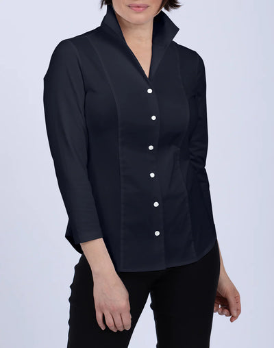 3/4 Sleeve Donna Shirt in Black