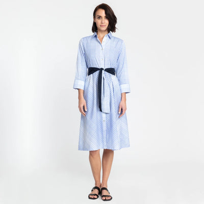 Riley Dress - Sky Blue/White