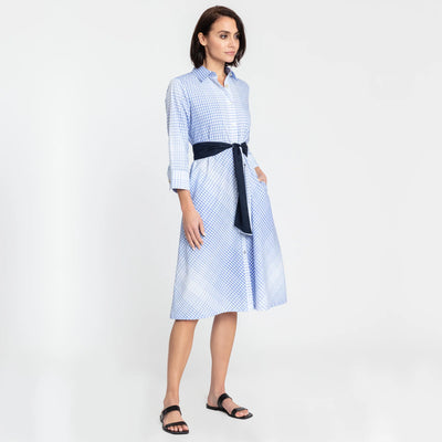 Riley Dress - Sky Blue/White