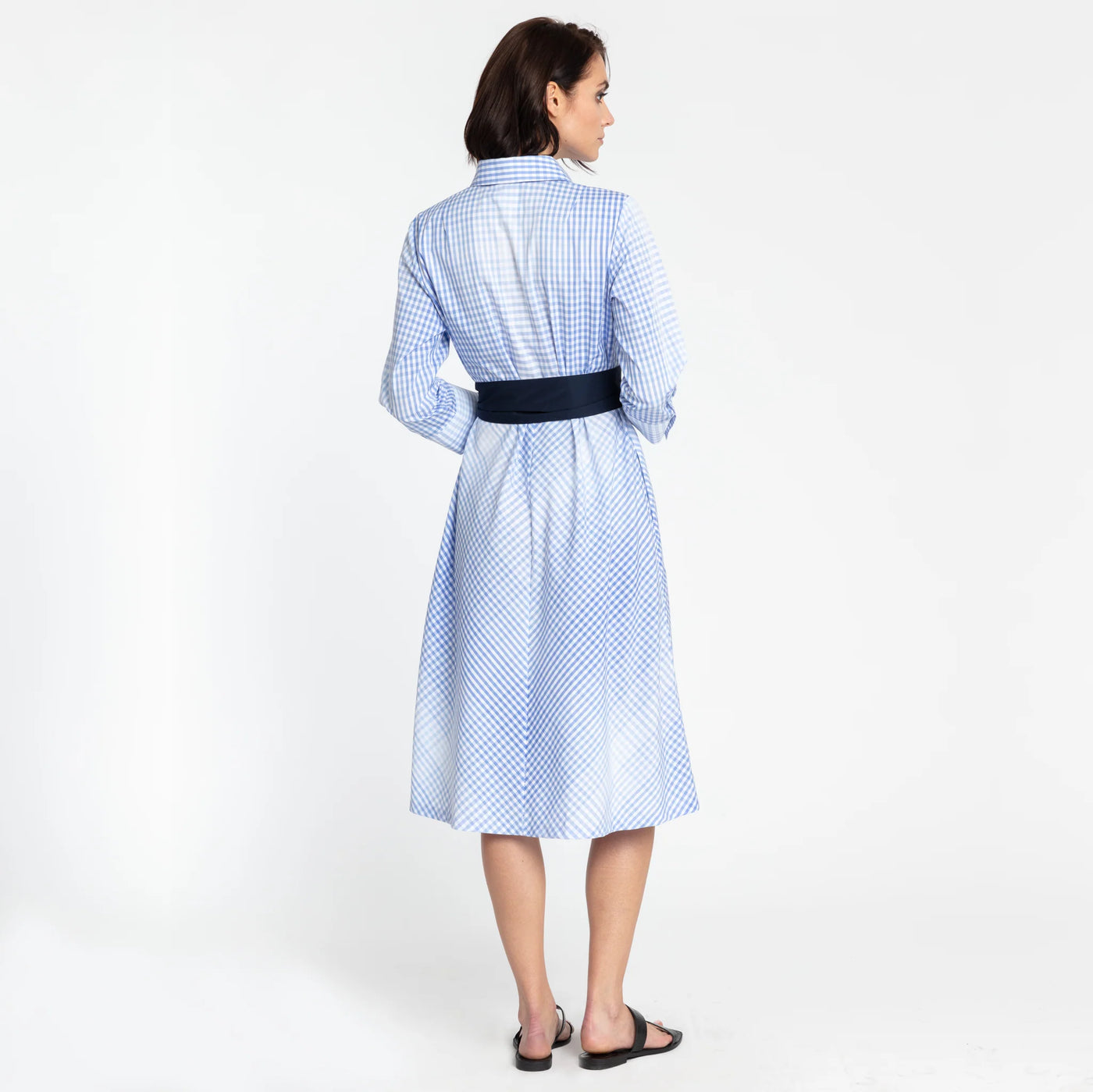 Riley Dress - Sky Blue/White