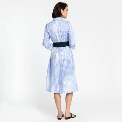 Riley Dress - Sky Blue/White