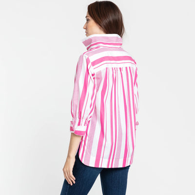 3/4 Sleeve Morgan Tunic - Magenta/White