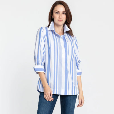 3/4 Sleeve Morgan Tunic - Magenta/White