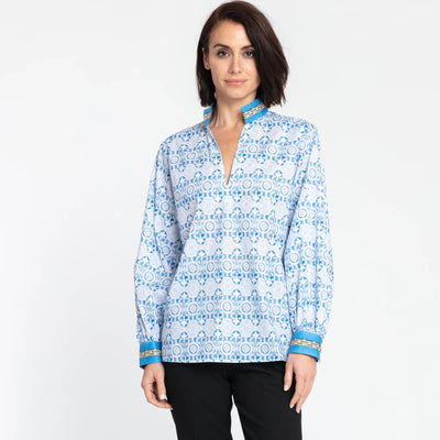 Long Sleeve Billie - Sky Blue/White