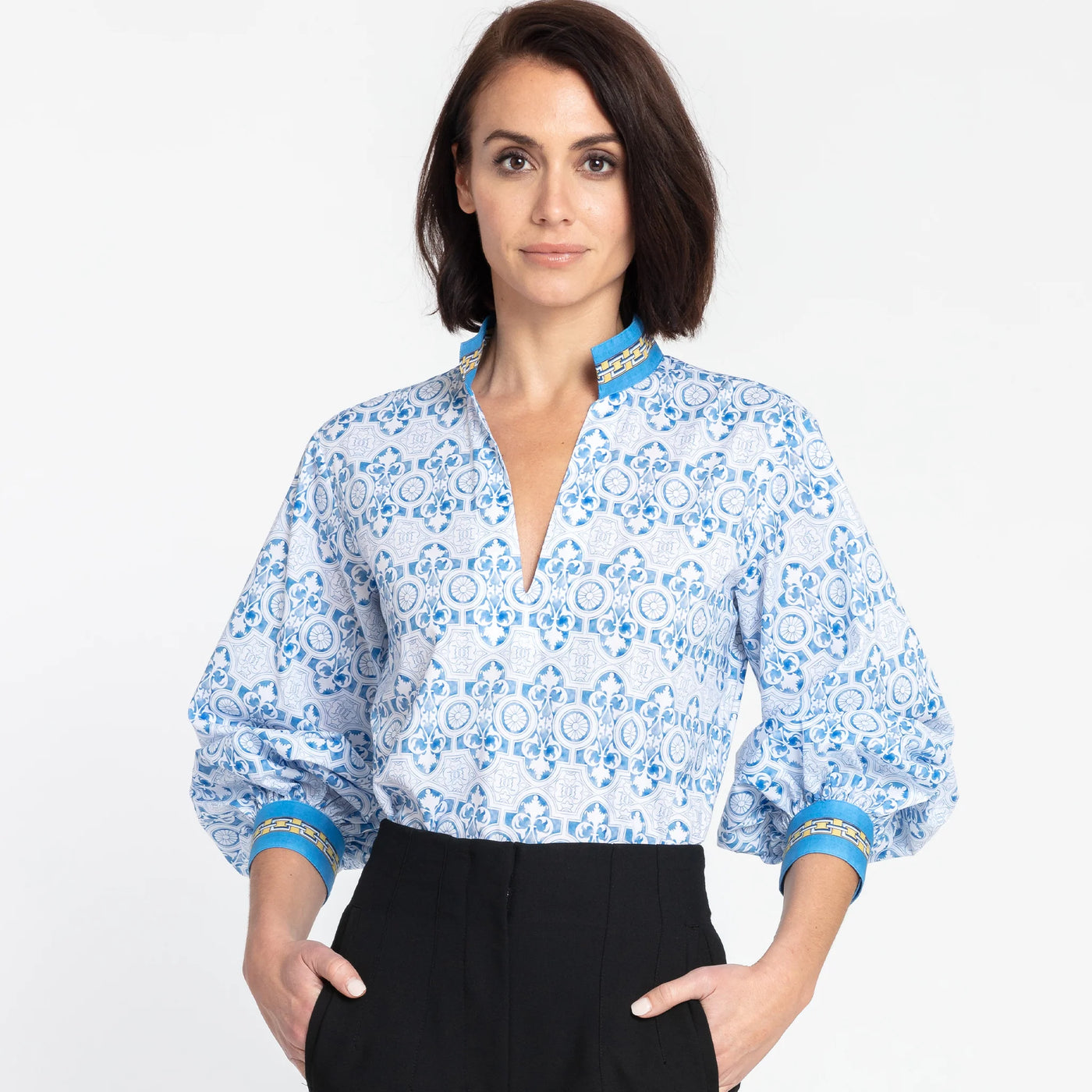Long Sleeve Billie - Sky Blue/White