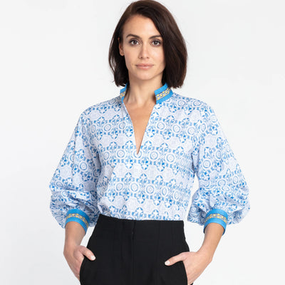 Long Sleeve Billie - Sky Blue/White