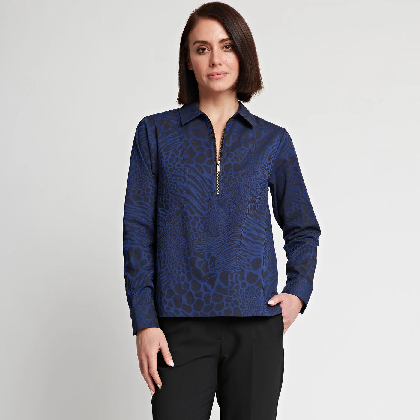 Long Sleeve Alexis - Black/Sapphire