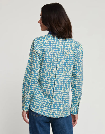 Margot Maze Geo Print Shirt in Blue Combo