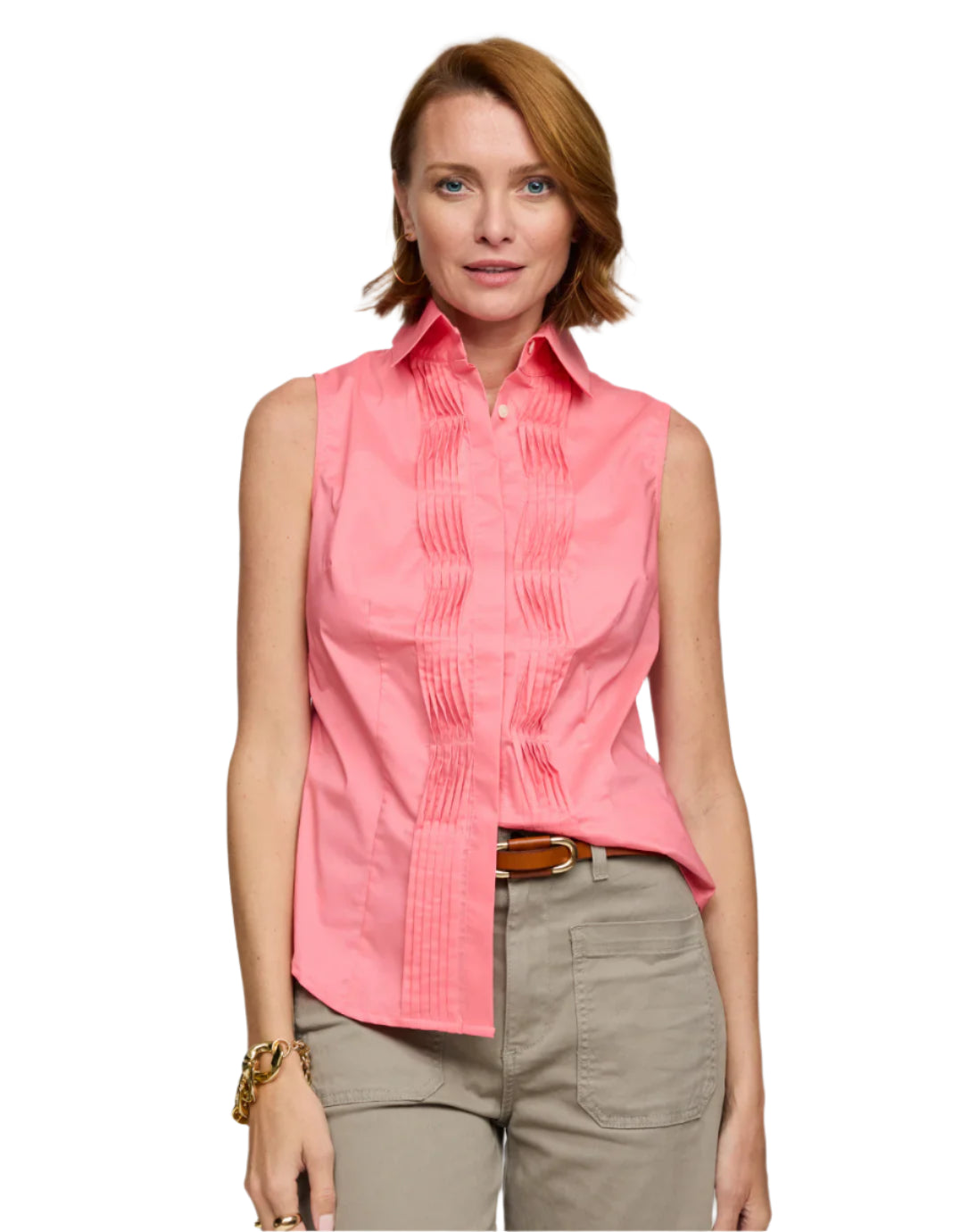 Lilith Sleeveless Shirt in Candy Coral