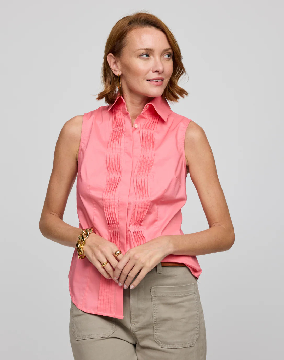 Lilith Sleeveless Shirt in Candy Coral