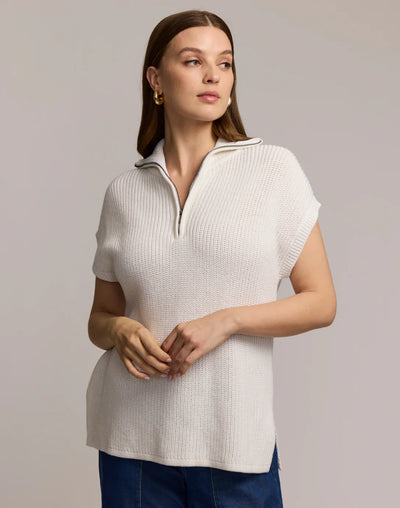 Brooke Sleeveless Sweater Vest in Pearl White