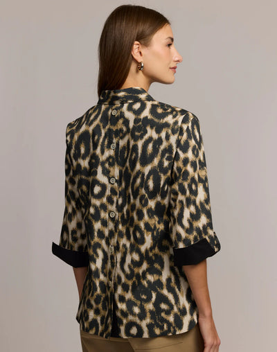 Aileen 3/4 Sleeve Animal Print Shirt
