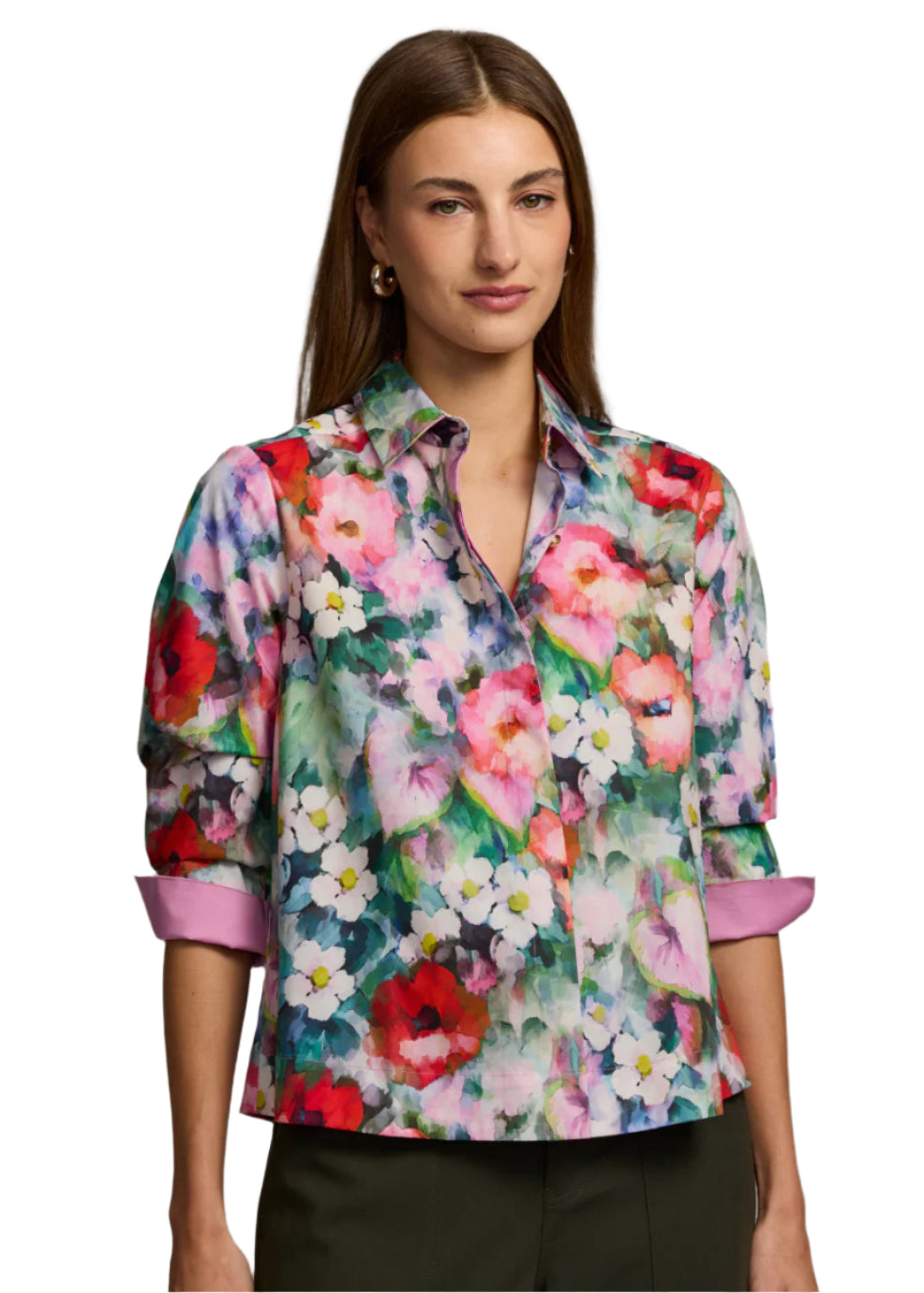 Xena 3/4 Sleeve Watercolor Garden Shirt