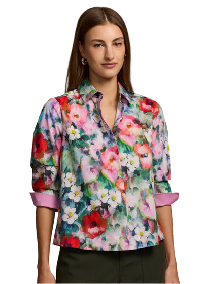Xena 3/4 Sleeve Watercolor Garden Shirt