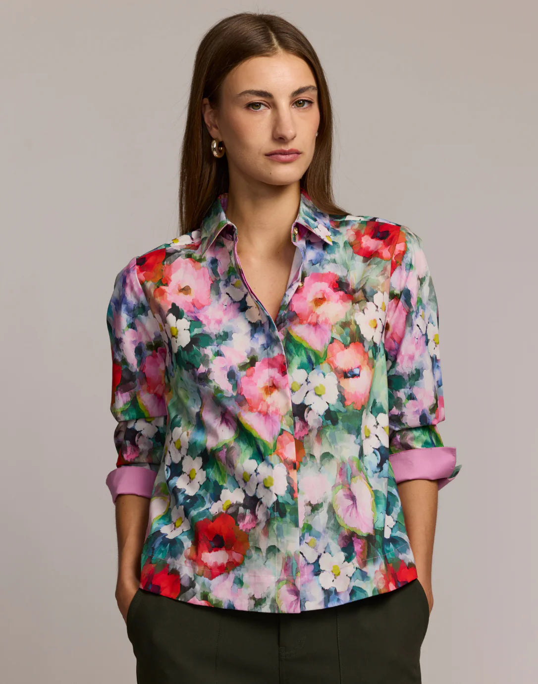 Xena 3/4 Sleeve Watercolor Garden Shirt