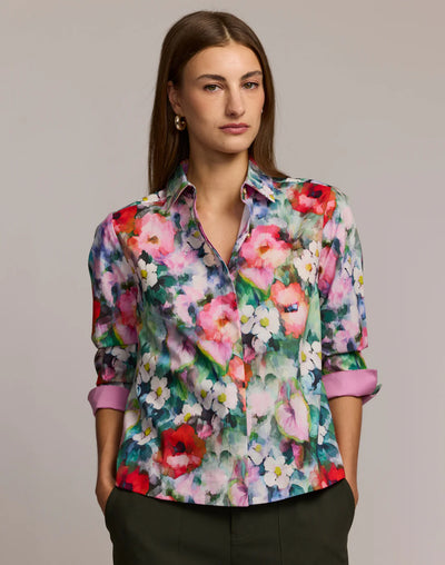 Xena 3/4 Sleeve Watercolor Garden Shirt