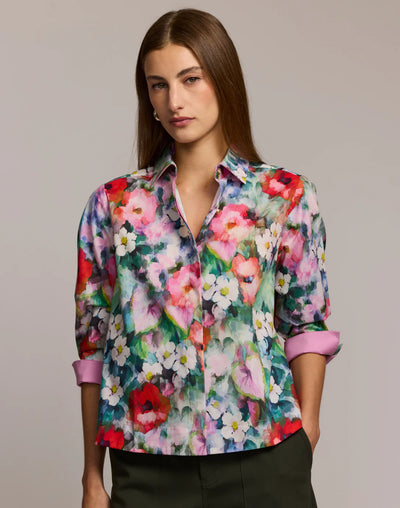 Xena 3/4 Sleeve Watercolor Garden Shirt