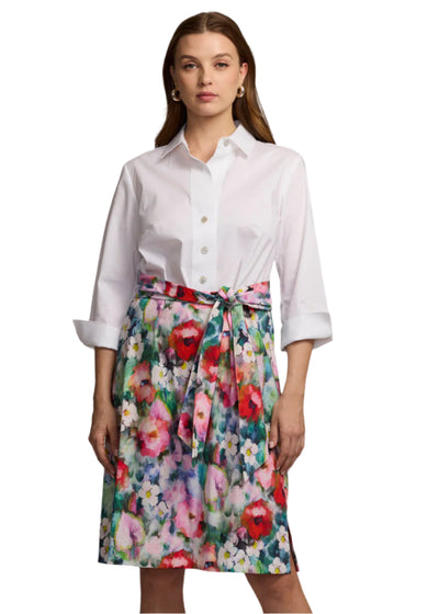 3/4 Sleeve Watercolor Garden Combo Dress