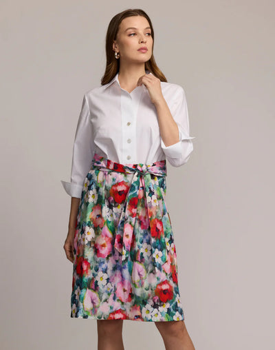 3/4 Sleeve Watercolor Garden Combo Dress