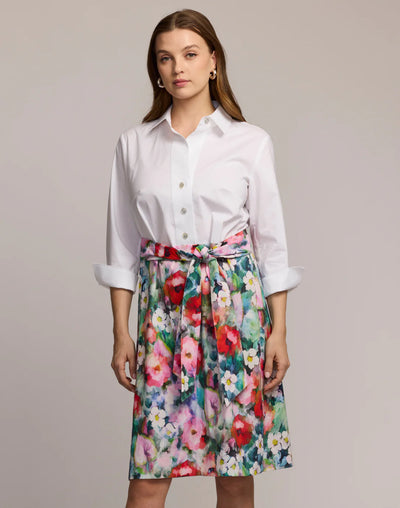 3/4 Sleeve Watercolor Garden Combo Dress