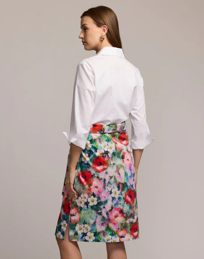3/4 Sleeve Watercolor Garden Combo Dress
