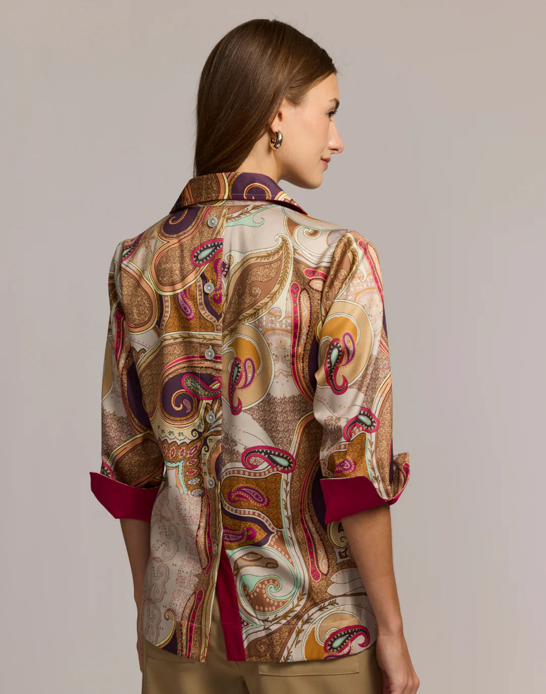 Aileen 3/4 Sleeve Scarf Print Shirt