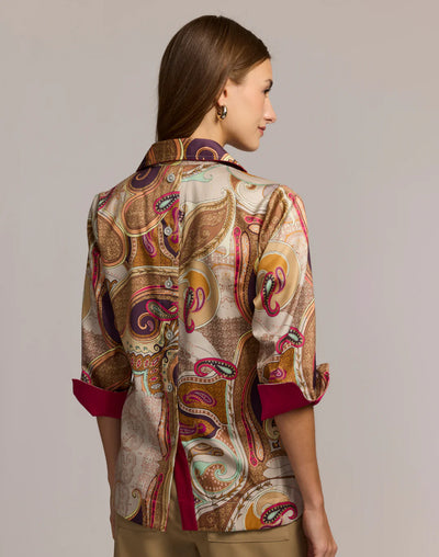 Aileen 3/4 Sleeve Scarf Print Shirt
