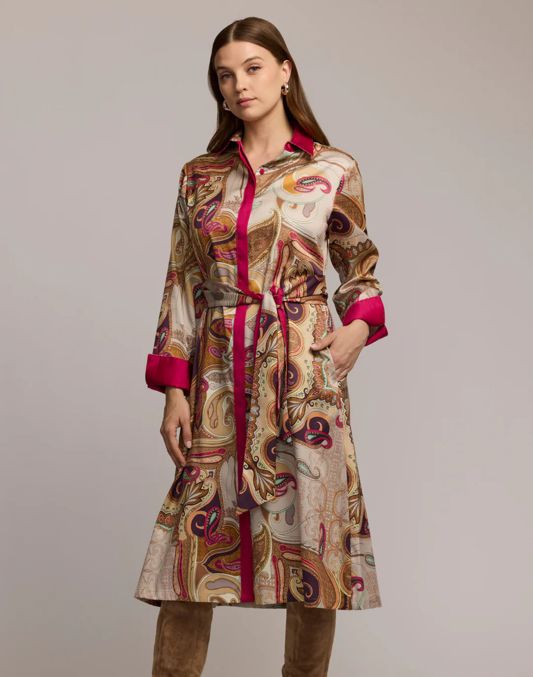 Tamron Long Sleeve Scarf Print Dress