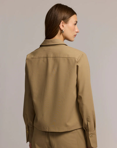 Astrid Long Sleeve Traveler's Twill Shirt Jacket in Khaki