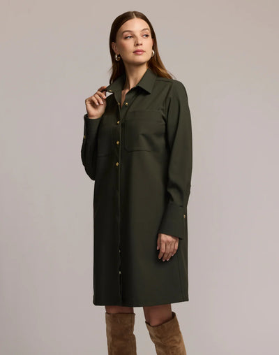 Astrid Long Sleeve Traveler's Twill Dress in Oregano