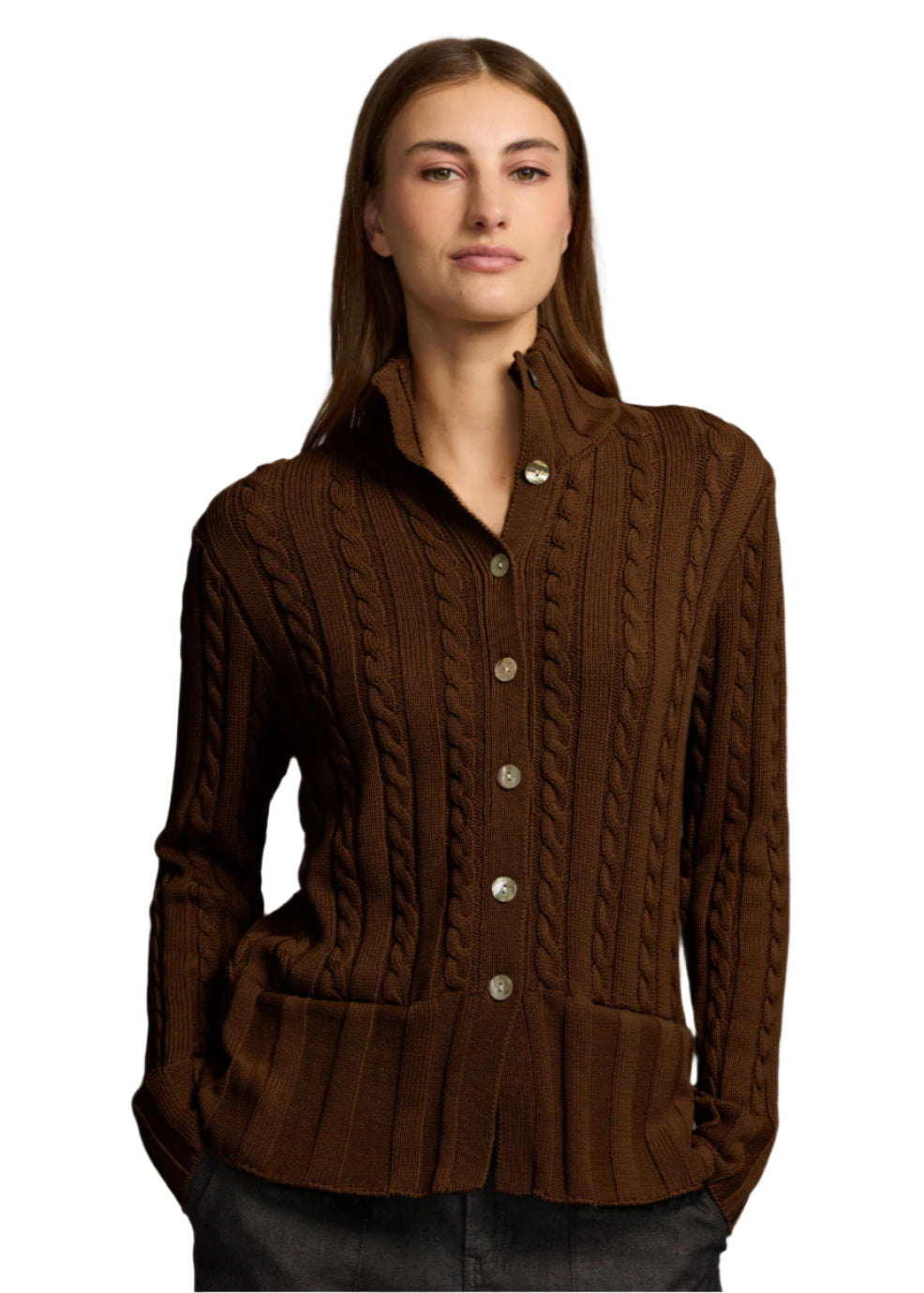 Frankie Long Sleeve Cardigan in Chocolate