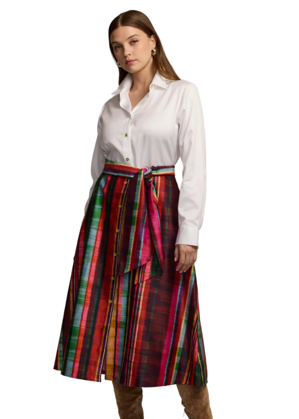 Robin Long Sleeve Textured Stripes Dress