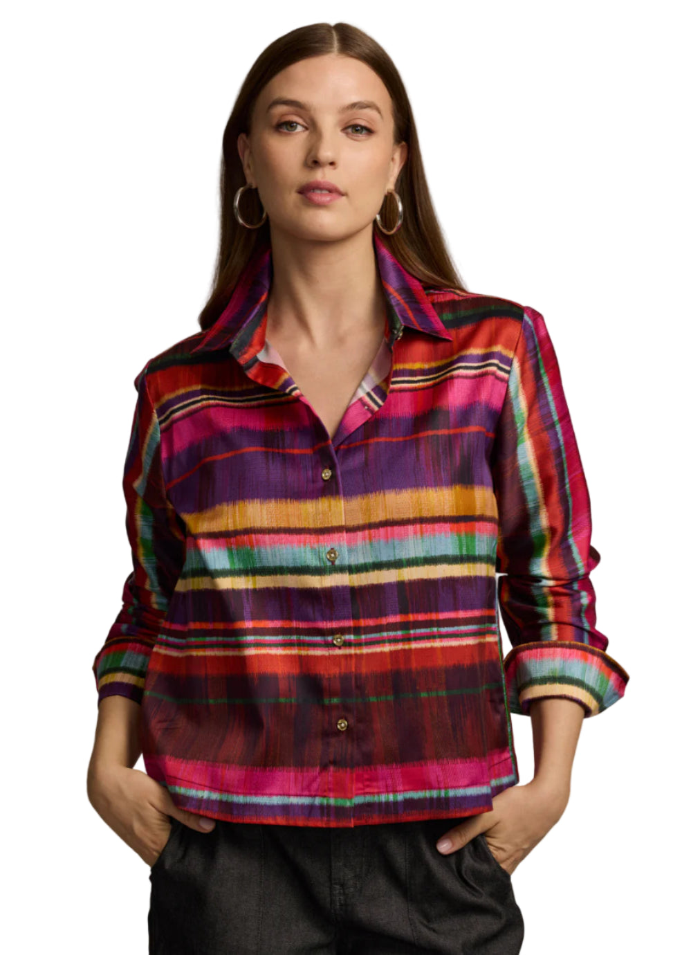Astrid Long Sleeve Textured Stripes Shirt